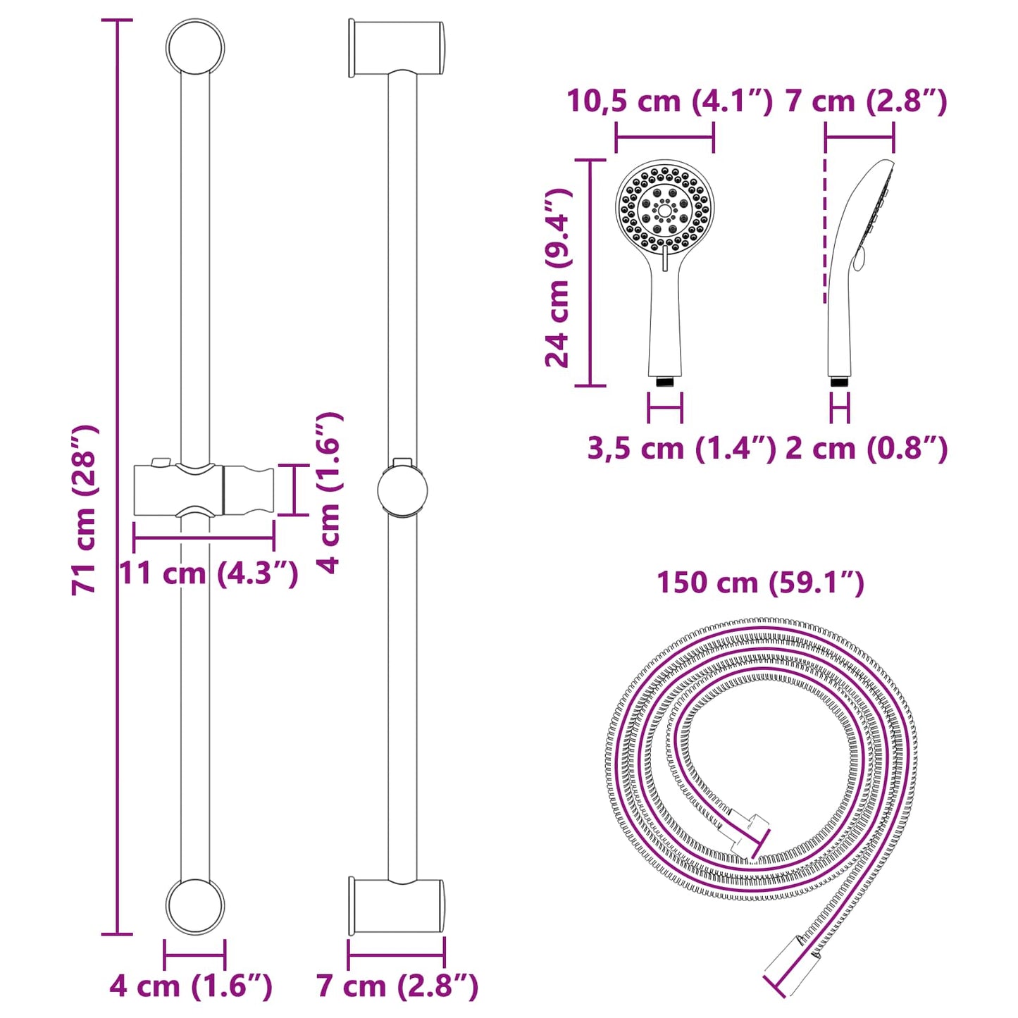 Sada Sprchového Systému Chrom 70 Cm Abs Plast