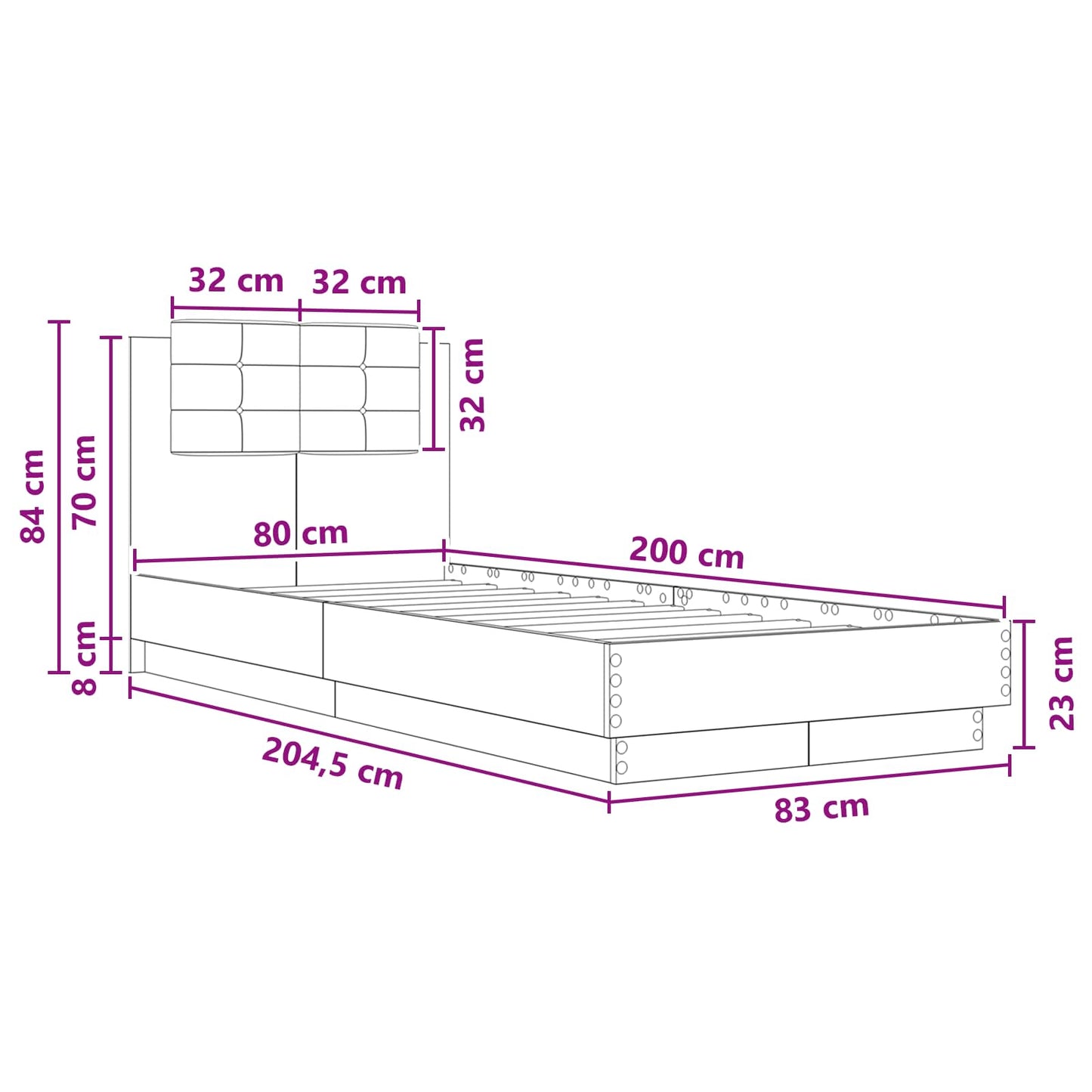 Rám Postele S Čelem S Čelo Bílá 80 X 200 Cm Kompozitní Dřevo