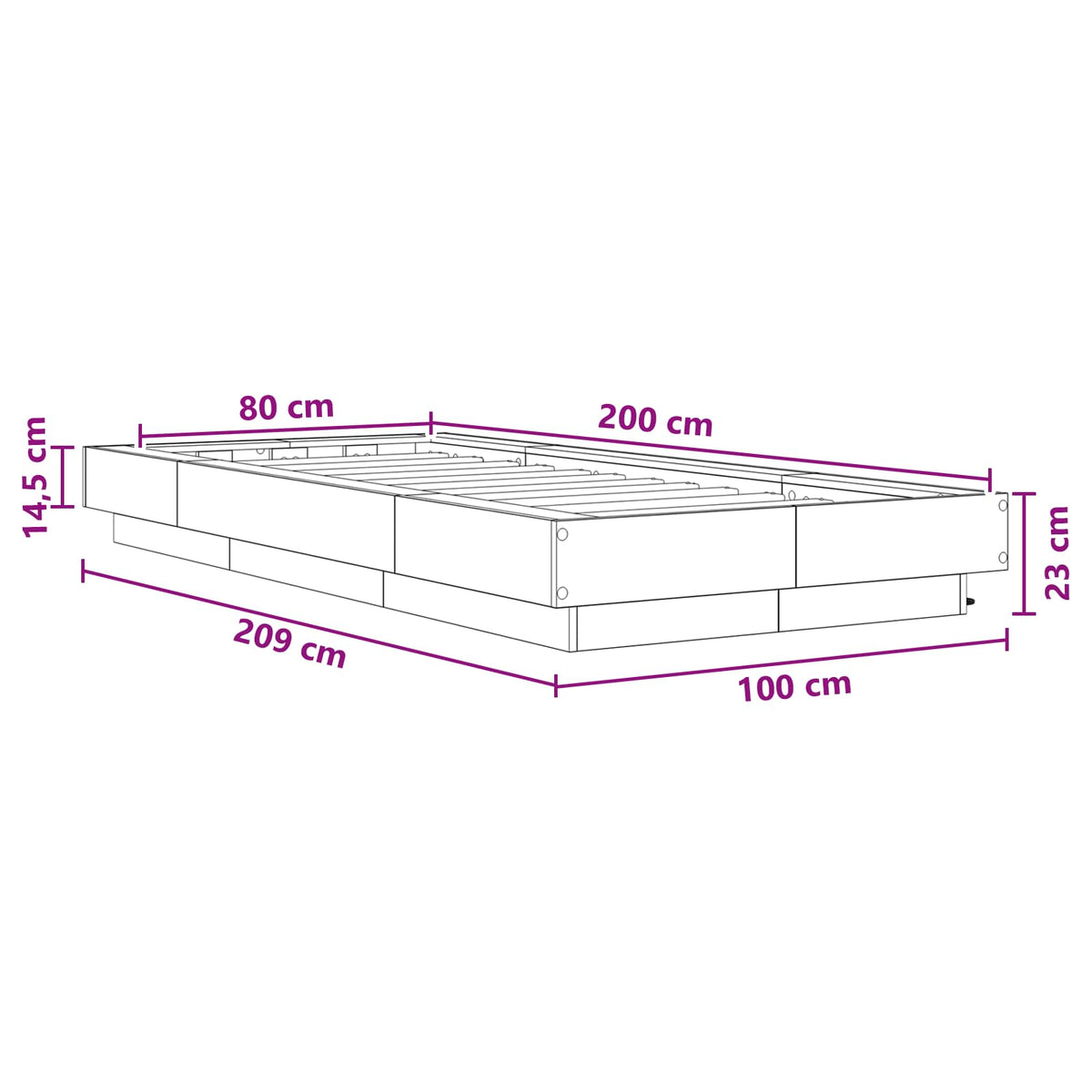 Postelový Rám S Led Bílá 80 X 200 Cm Kompozitní Dřevo