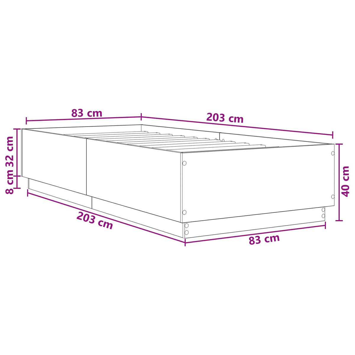 Rám Postele Bílá 80 X 200 Cm Kompozitní Dřevo