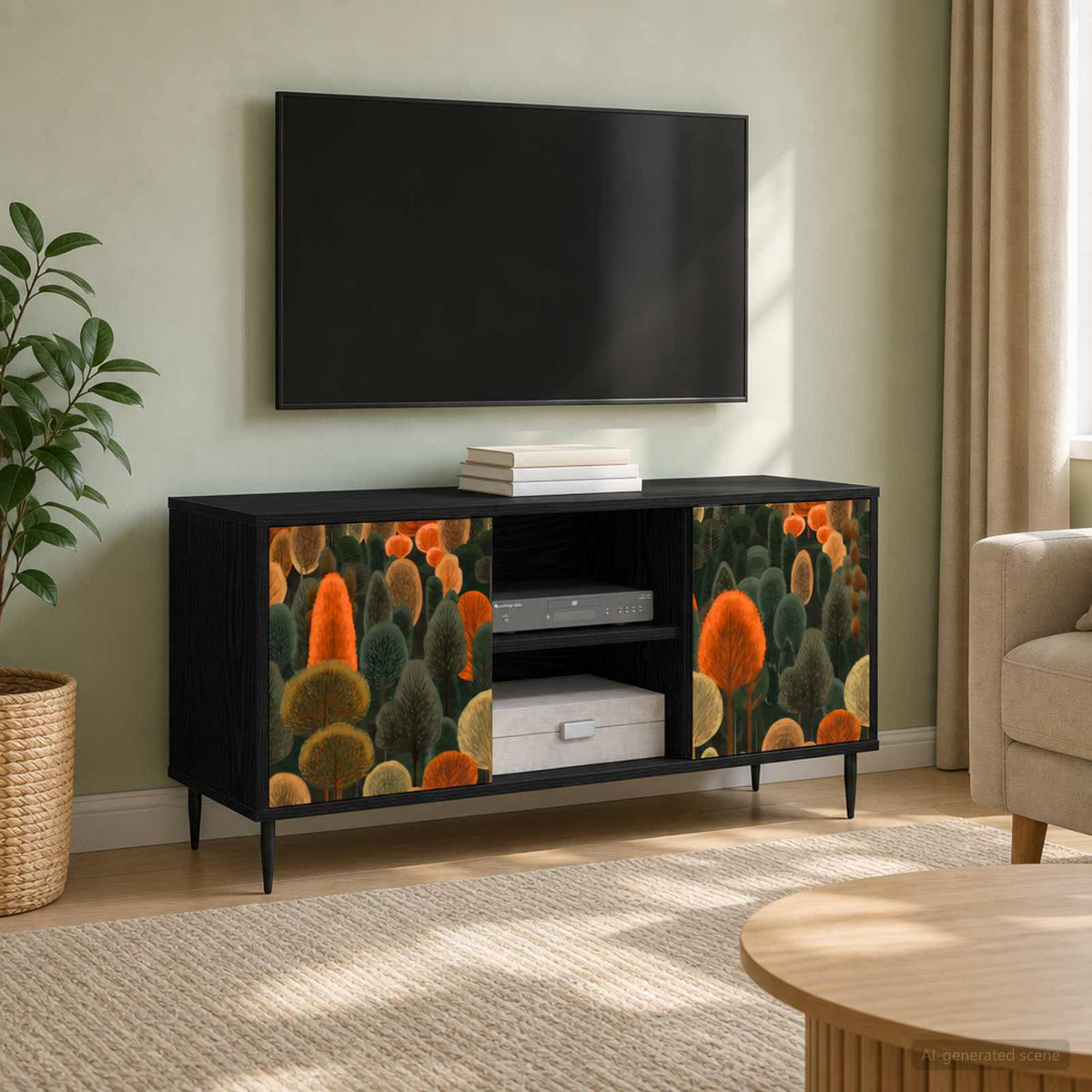 Televizní Skříň Rhenen 102 X 33 X 51 Cm Černý Dub