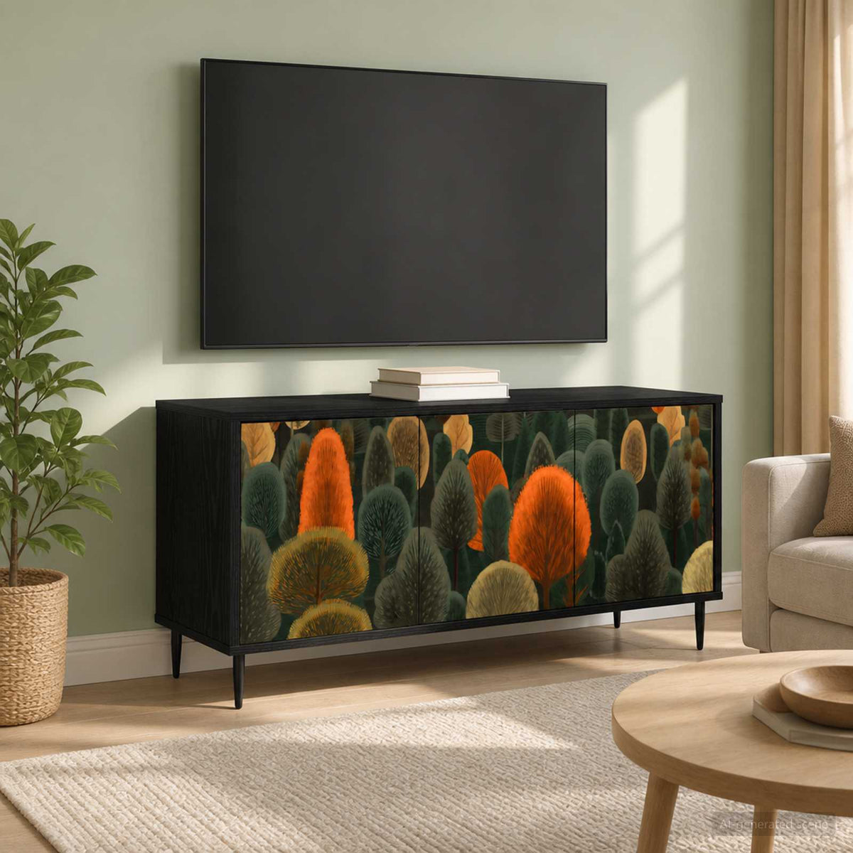 Televizní Skříň Rhenen 102 X 33 X 51 Cm Černý Dub