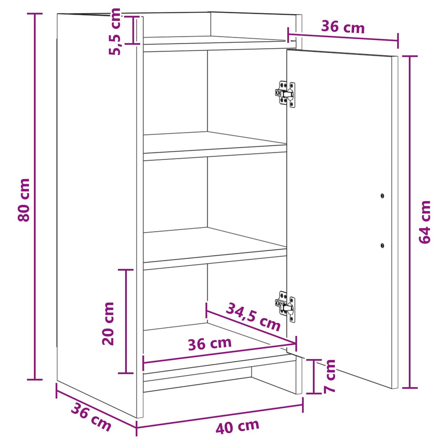 Servírovací Skříň Kouřový Dub 40 X 36 X 80 Cm Kompozitní Dřevo