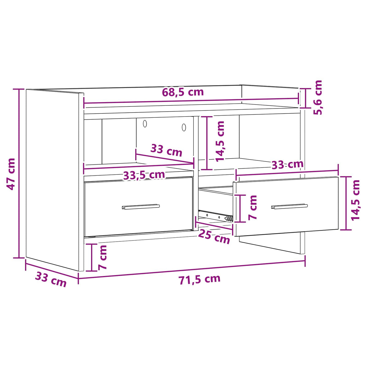 Televizní Skříň 71,5 X 33 X 47 Cm Staré Dřevo Kompozitní Dřevo