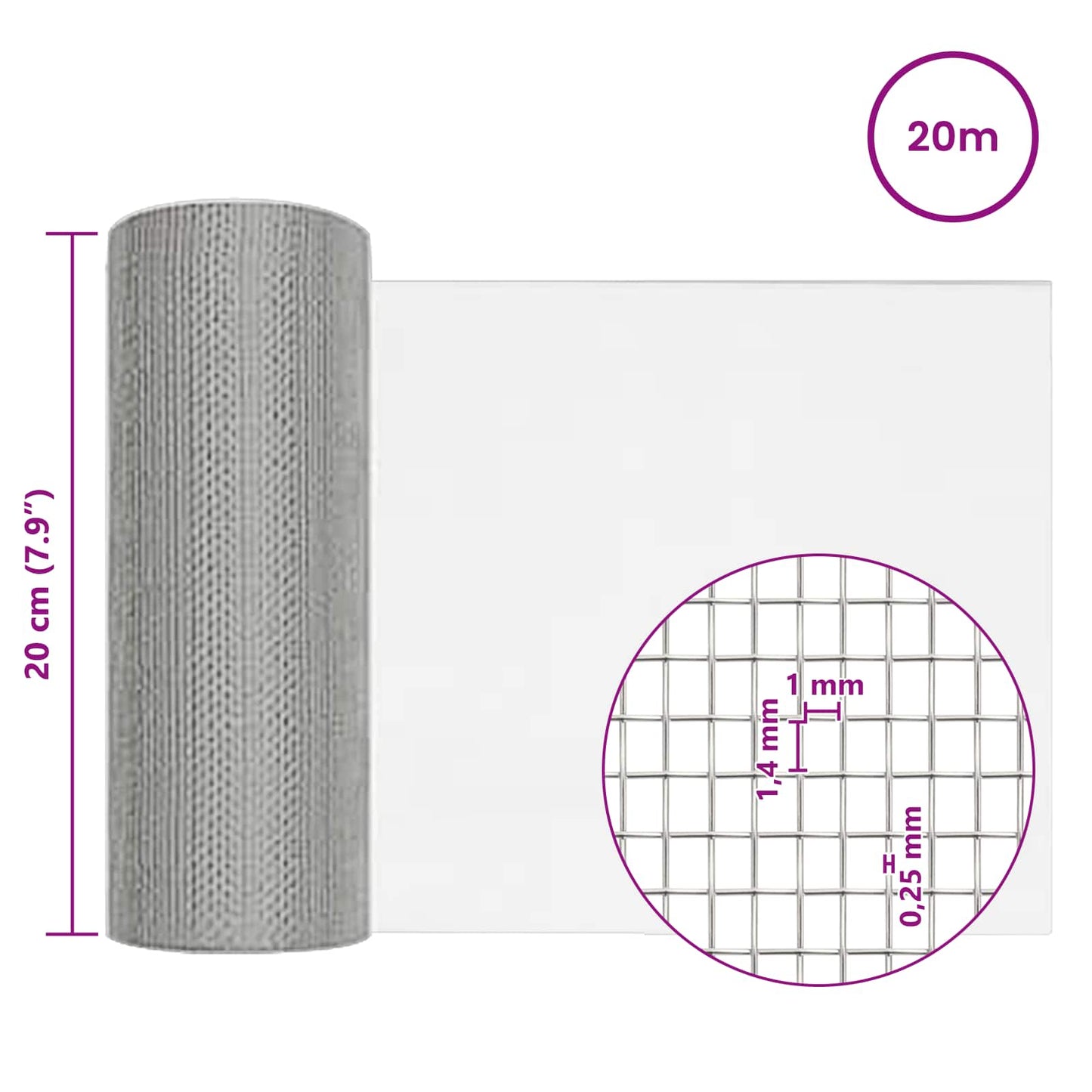 Síťovina 20 X 2000 Cm 18 Mesh Nerezová Ocel 304 Stříbrná