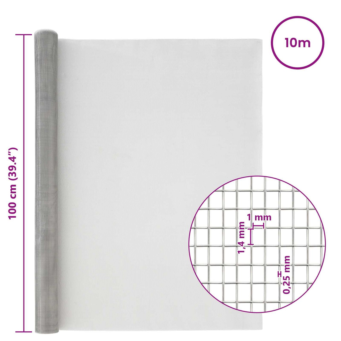 Síťovina 100 X 1000 Cm 18 Mesh Nerezová Ocel 304 Stříbrná