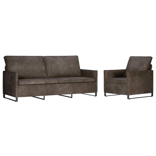 Set Pohovek 2 Ks Tmavě Šedá Umělý Semiš