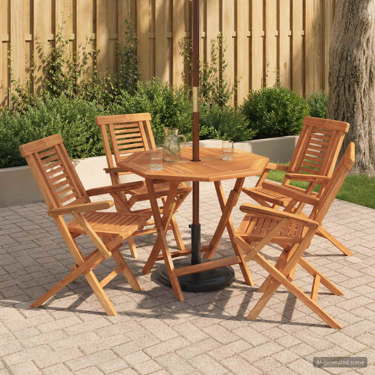 5Dílný Skládací Zahradní Bistro Set Přírodní