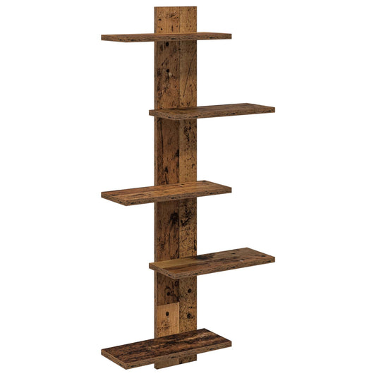 Nástěnná Floating Polička Staré Dřevo 48,5 X 15 X 101 Cm
