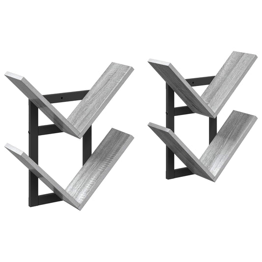 Nástěnná Floating Polička 2 Pcs Šedý Sonoma 43 X 15 X 47 Cm