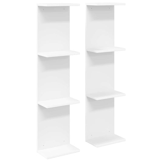Nástěnná Polička 2 Pcs Bílá 25 X 15 X 100 Cm Kompozitní Dřevo