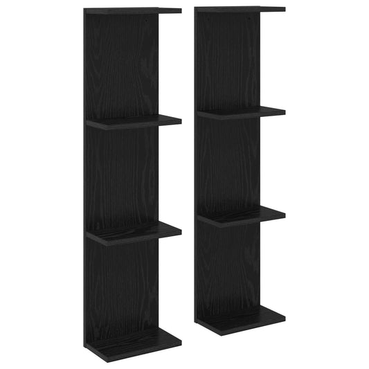 Nástěnná Polička 2 Pcs Černý Dub 25 X 15 X 100 Cm