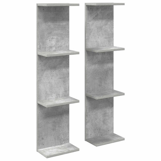 Nástěnná Polička 2 Pcs Betonově Šedá 25 X 15 X 100 Cm