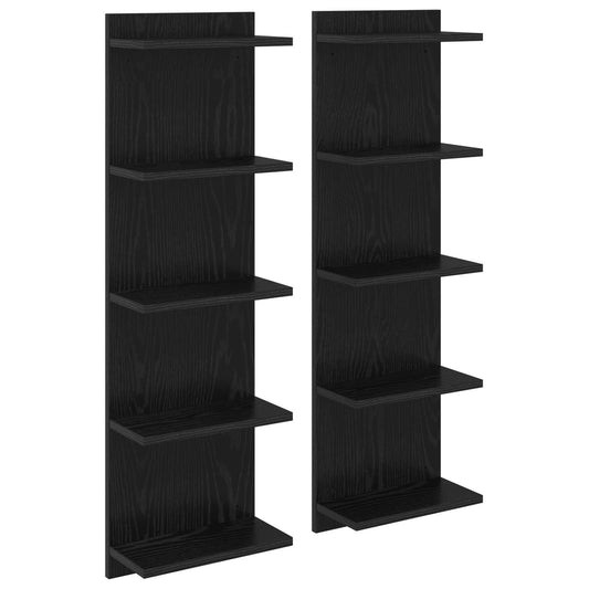 Nástěnná Polička 2 Pcs Černý Dub 30 X 15 X 100 Cm