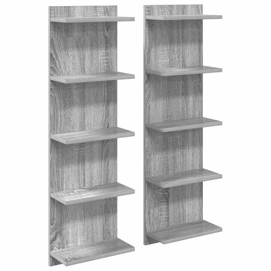Nástěnná Polička 2 Pcs Šedý Sonoma 30 X 15 X 100 Cm