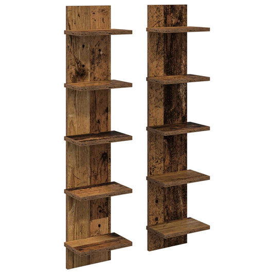 Nástěnná Polička 2 Pcs Staré Dřevo 22 X 15 X 100 Cm