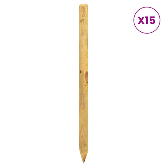 Plotové Sloupky 15 Ks Hnědá 60 Cm Masivní Borovicové Dřevo