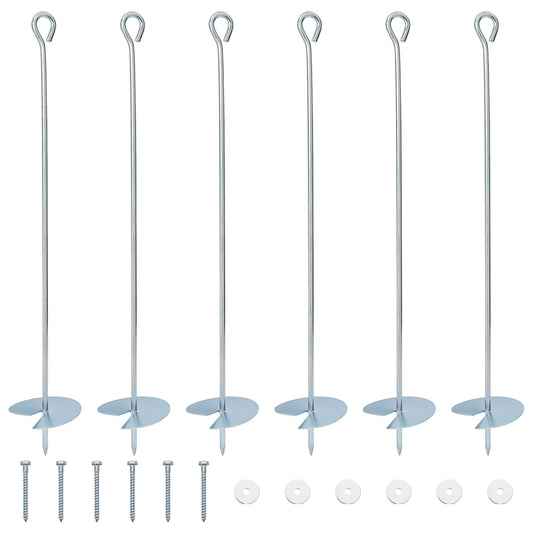 Zemní Kotva 6 Pcs Stříbrná Ø10 X 60 Cm Pozinkovaný Kov