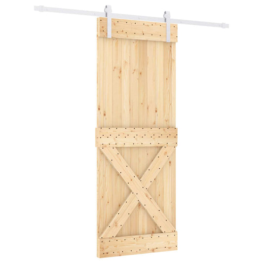 Posuvné Dveře Přírodní A Bílá 80 X 210 Cm Masivní Borové Dřevo