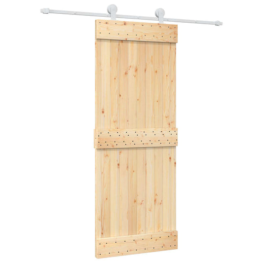 Posuvné Dveře Přírodní A Bílá 80 X 210 Cm Masivní Borové Dřevo