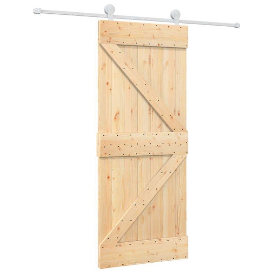 Posuvné Dveře Přírodní A Bílá 85 X 210 Cm Masivní Borové Dřevo