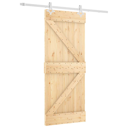 Posuvné Dveře Přírodní A Bílá 85 X 210 Cm Masivní Borové Dřevo
