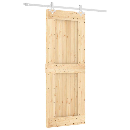 Posuvné Dveře Přírodní A Bílá 80 X 210 Cm Masivní Borové Dřevo
