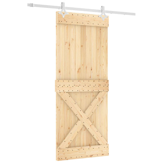 Posuvné Dveře Přírodní A Bílá 85 X 210 Cm Masivní Borové Dřevo