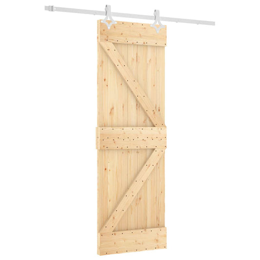 Posuvné Dveře Přírodní A Bílá 70 X 210 Cm Masivní Borové Dřevo