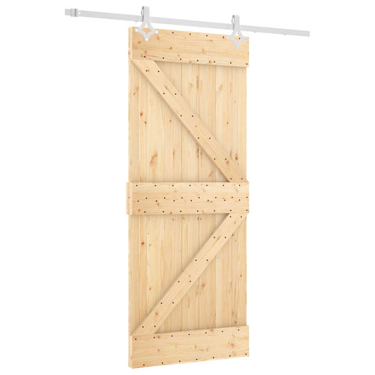 Posuvné Dveře Přírodní A Bílá 85 X 210 Cm Masivní Borové Dřevo