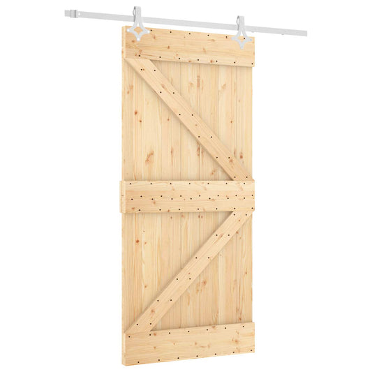 Posuvné Dveře Přírodní A Bílá 95 X 210 Cm Masivní Borové Dřevo