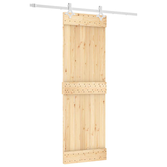 Posuvné Dveře Přírodní A Bílá 70 X 210 Cm Masivní Borové Dřevo