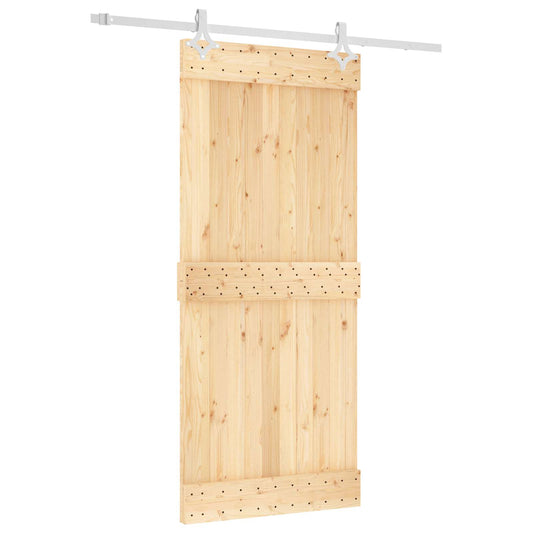 Posuvné Dveře Přírodní A Bílá 90 X 210 Cm Masivní Borové Dřevo