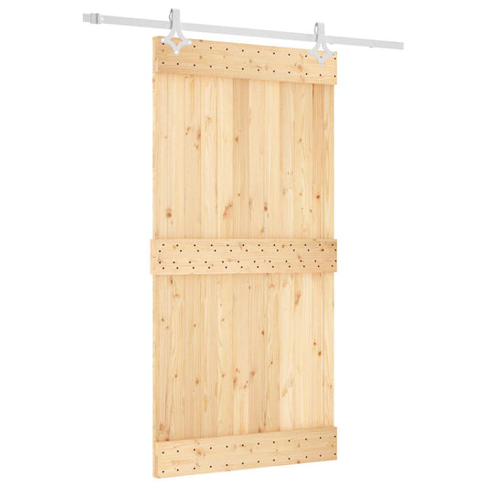 Posuvné Dveře Přírodní A Bílá 100 X 210 Cm Masivní Borové Dřevo
