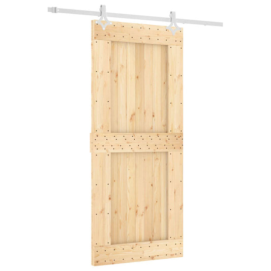 Posuvné Dveře Přírodní A Bílá 90 X 210 Cm Masivní Borové Dřevo