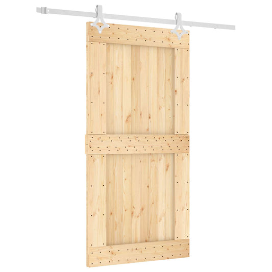 Posuvné Dveře Přírodní A Bílá 100 X 210 Cm Masivní Borové Dřevo