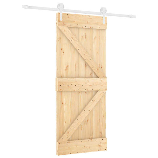 Posuvné Dveře Přírodní A Bílá 85 X 210 Cm Masivní Borové Dřevo