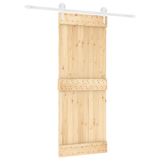 Posuvné Dveře Přírodní A Bílá 80 X 210 Cm Masivní Borové Dřevo