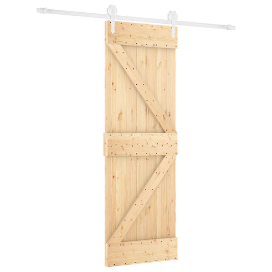 Posuvné Dveře Přírodní A Bílá 70 X 210 Cm Masivní Borové Dřevo