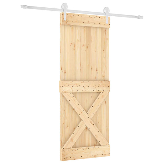 Posuvné Dveře Přírodní A Bílá 80 X 210 Cm Masivní Borové Dřevo