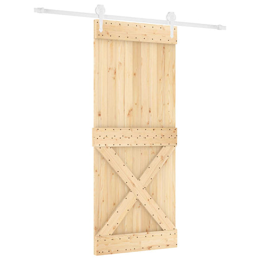 Posuvné Dveře Přírodní A Bílá 85 X 210 Cm Masivní Borové Dřevo
