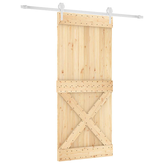Posuvné Dveře Přírodní A Bílá 90 X 210 Cm Masivní Borové Dřevo