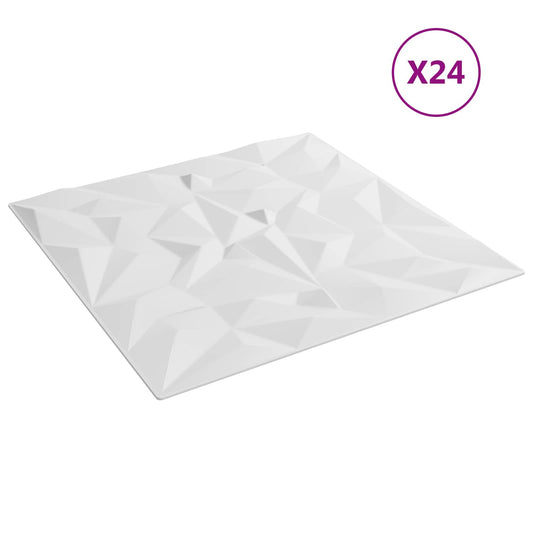 Nástěnné Panely 24 Pcs Bílá 50 X 50 Cm Xps Pěna