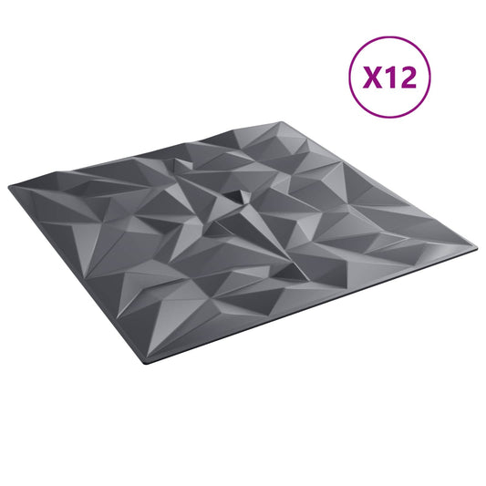 Nástěnné Panely 12 Pcs Ametystová Šedá 50 X 50 Cm Xps Pěna
