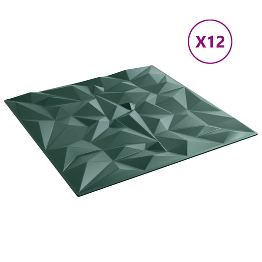 Nástěnné Panely 12 Pcs Ametystová Zelená 50 X 50 Cm Xps Pěna