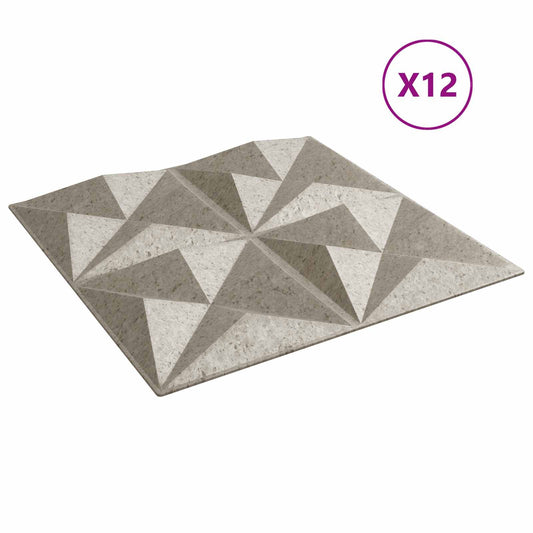 Nástěnné Panely 12 Pcs Origami Beton 50 X 50 Cm Xps Pěna