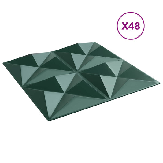 Nástěnné Panely 48 Pcs Origami Zelená 50 X 50 Cm Xps Pěna