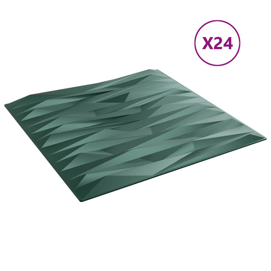 Nástěnné Panely 24 Pcs Kamenná Zelená 50 X 50 Cm Xps Pěna