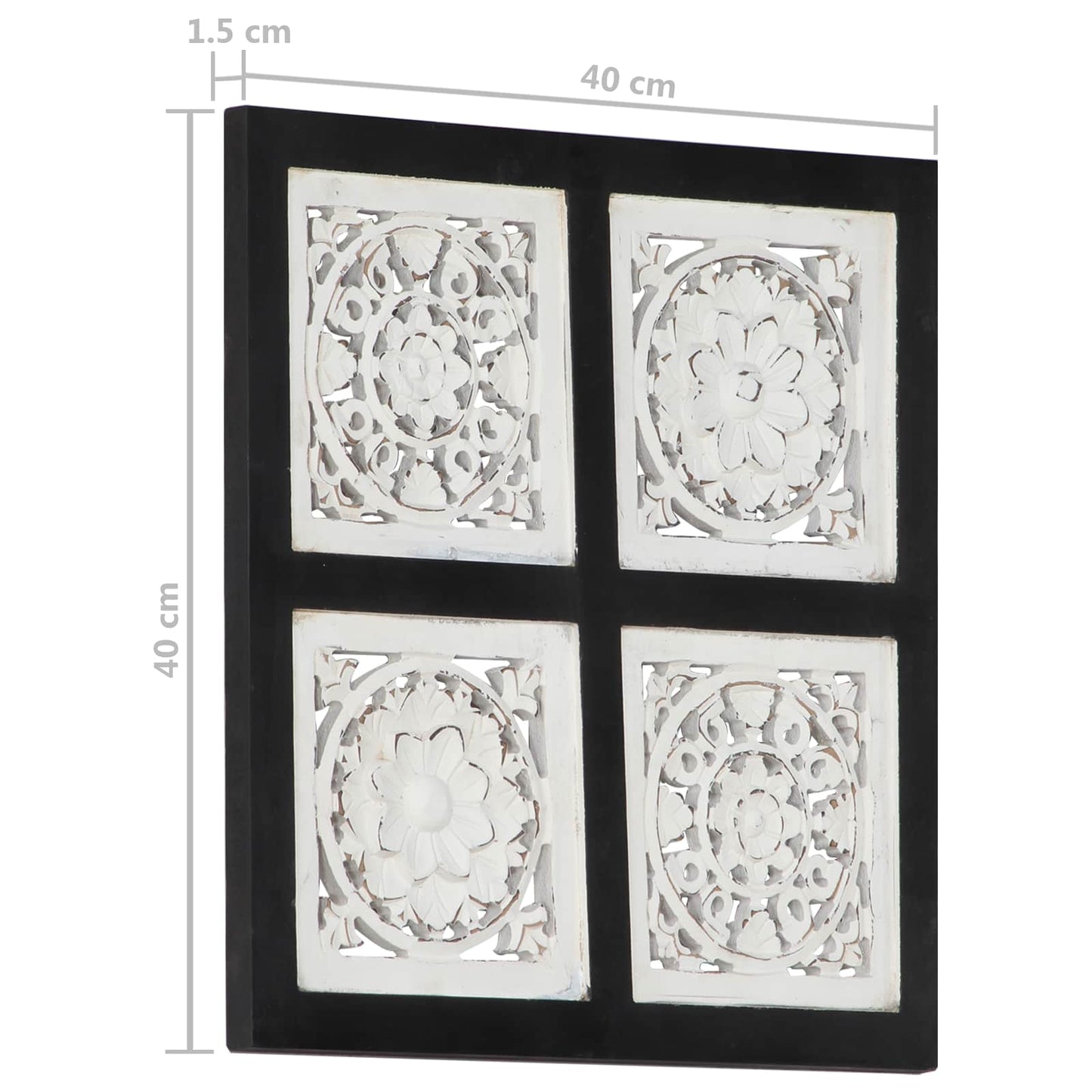 Umělecký Dekor Černá A Bílá 40 X 40 X 1,5 Cm Dřevěný Materiál