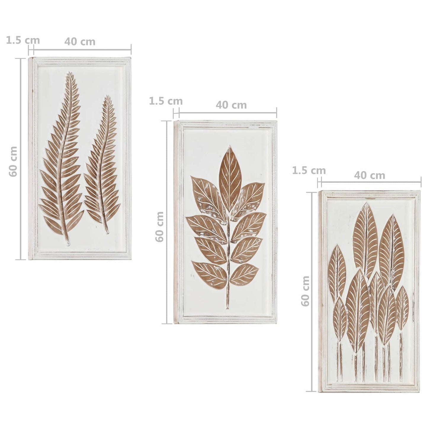 Umělecký Dekor 3 Ks 40 X 40 X 1,5 Cm Dřevěný Materiál